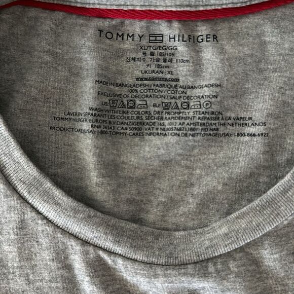 Tommy Hilfiger Long Sleeve Flag T-shirt Grey Crew Neck XL Cotton - Picture 9 of 10